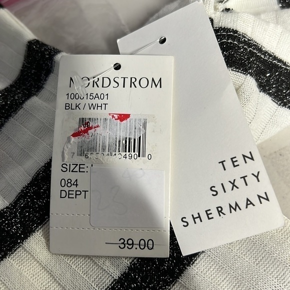 TEN SIXTY SHERMAN LARGE BLACK SPARKLY & WHITE SWEATER NWT - Picture 7 of 7